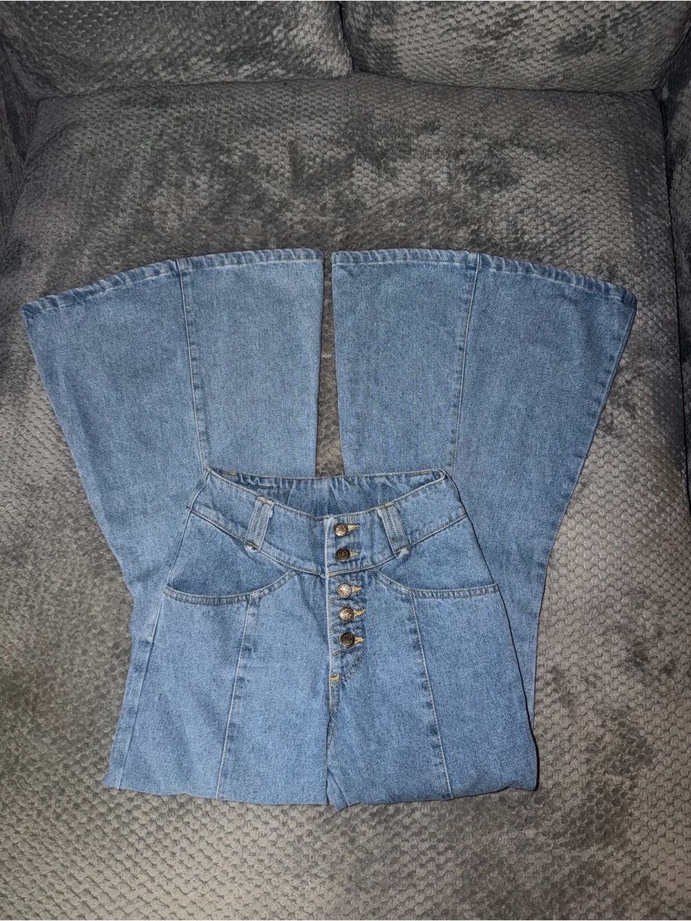 Y2K High-Waist Bell Bottom Women’s Jeans - Blue